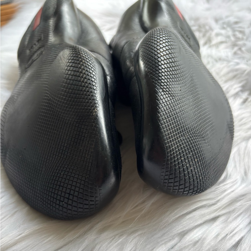 Prada Linea Rossa Black Leather Loafers Size 37.5 (PR2351) — Unisex Style - Picture 4 of 9
